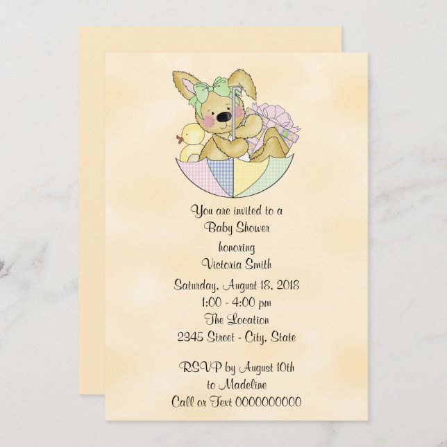 Invitación Bunny neutral de género de Baby Shower (Anverso / Reverso)