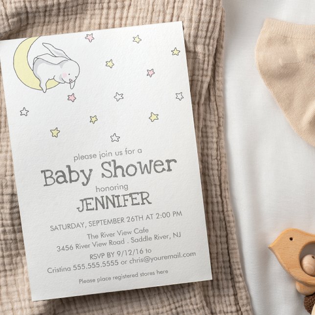 Invitación Bunny on the moon | ducha de bebé neutra por géner (Subido por el creador)