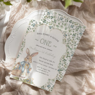 Invitación Bunny On the Way Greneery Chica First Birthday