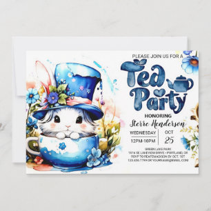 Invitación Bunny Par-Tea Watercolor Baby Shower
