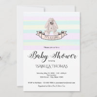 Bunny Pastel Rojo Rojo Rayas Amarillas Baby Shower