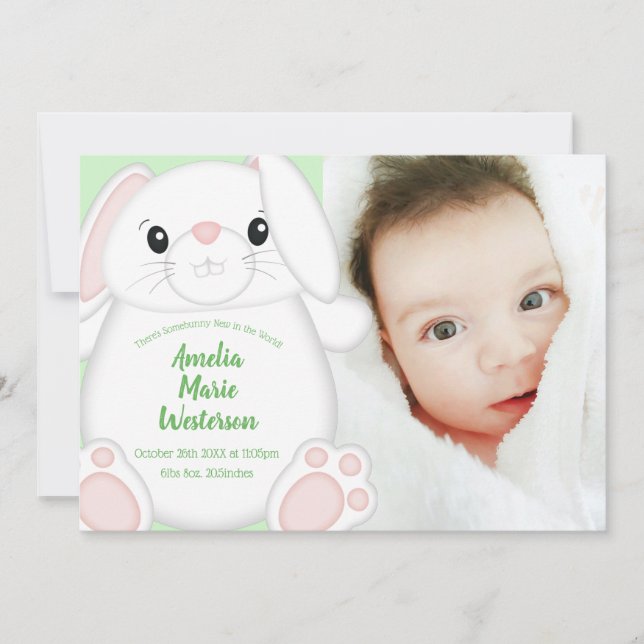 Invitación Bunny Rabbit Baby Shower (Anverso)