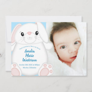 Invitación Bunny Rabbit Baby Shower Blue