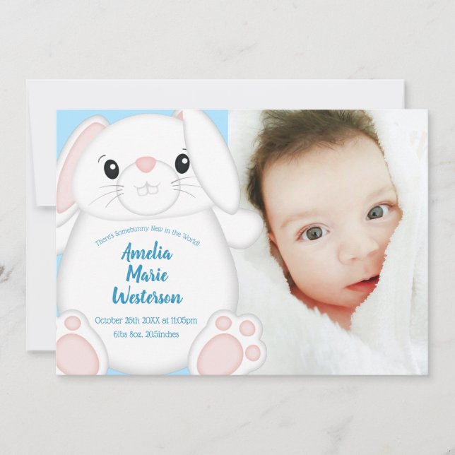 Invitación Bunny Rabbit Baby Shower Woodland (Anverso)