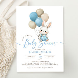 Invitación Bunny Rabbit Balloons Blue Boy Baby Shower