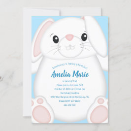 Invitación Bunny Rabbit Birthday Party Blue
