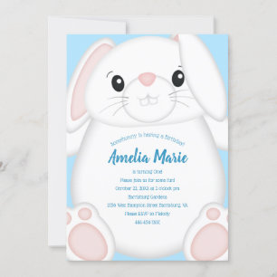 Invitación Bunny Rabbit Birthday Party Blue