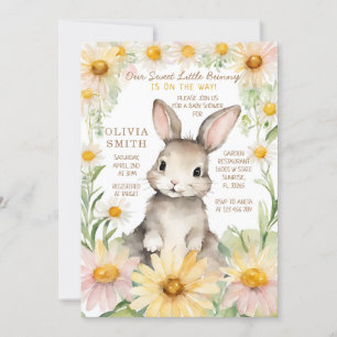 Invitación Bunny Rabbit Daisy Flower Garden Baby Shower