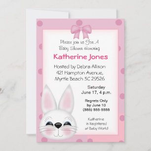 Invitación Bunny Rabbit Face Baby Shower