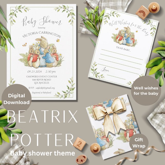 Invitación Bunny Rabbit Green Baby Shower (Subido por el creador)