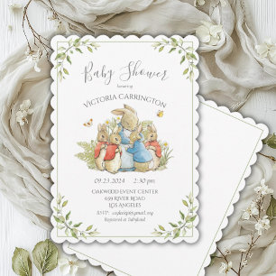 Invitación Bunny Rabbit Green Baby Shower
