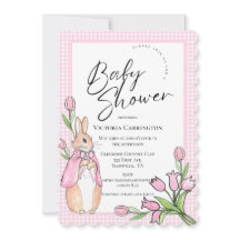 Bunny Rabbit Pink Gingham Baby Shower