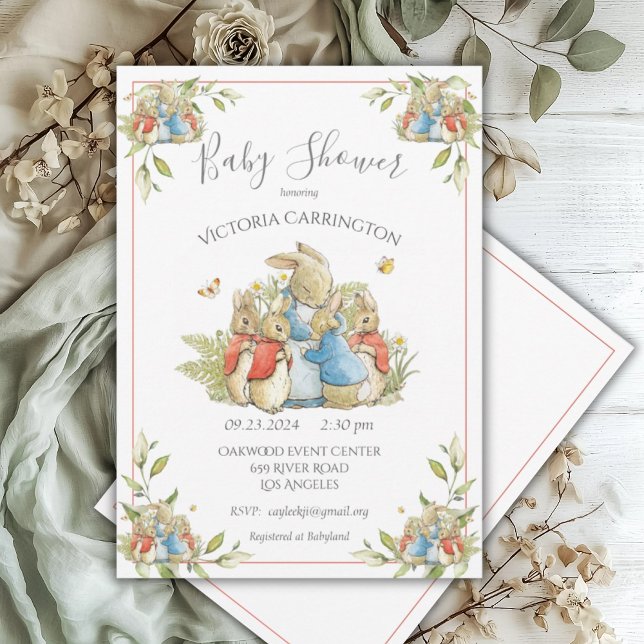 Invitación Bunny Rabbit Red Baby Shower (Subido por el creador)