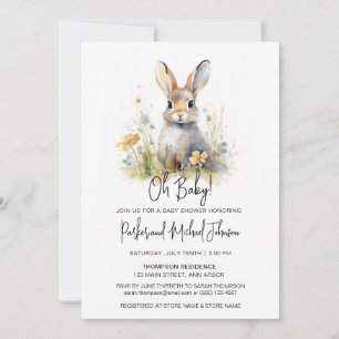 Invitación Bunny Rabbit Woodland Baby Shower