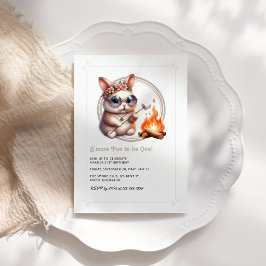 Invitación Bunny "S'more Fun to One" Acampando Cumpleaños