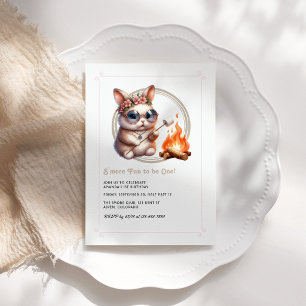 Invitación Bunny "S'more Fun to One" Acampando Cumpleaños