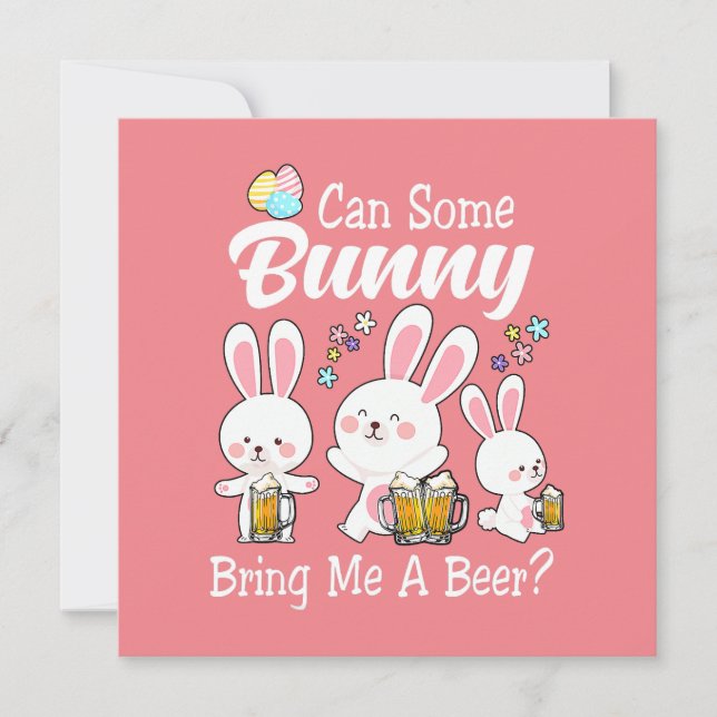 Invitación Bunny Tráeme Una Cerveza Feliz Pascua (Anverso)
