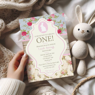 Invitación Bunny Victorian Floral Shabby Chic Fiesta