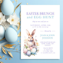 Invitación Bunny Watercolor Huevos Semana Santa BRUNCH & HUNT