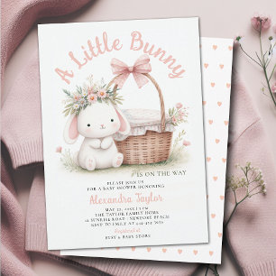 Invitación Bunny Wildflowers Bow Picnic Pink Baby Shower