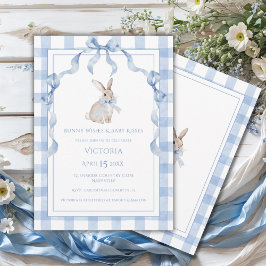 Invitación Bunny Wishes & Baby Kisses Blue Baby Shower