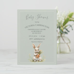 Invitación Bunny with Carrots & Flowers Baby Shower