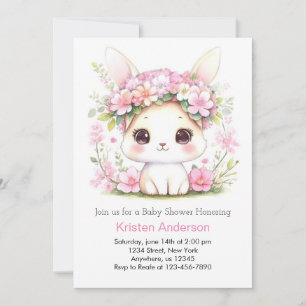 Invitación Bunny Wonderland Whimsy Chica Baby Shower