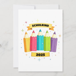 Invitación Bunte Stifte mit Sternchen - Schulkind 2025 |