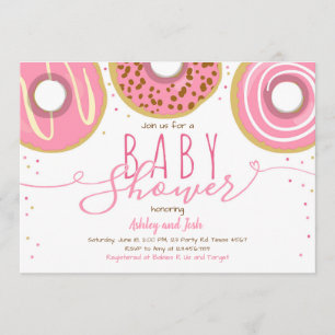 Invitación Buñuelo Baby Shower del rosa del chica de Baby