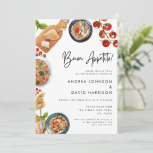 Invitación ¡Buon Appetito! Cena de ensayo de comida de pasta 