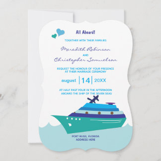 Invitación Buque de crucero boda Todos los corazones de los b