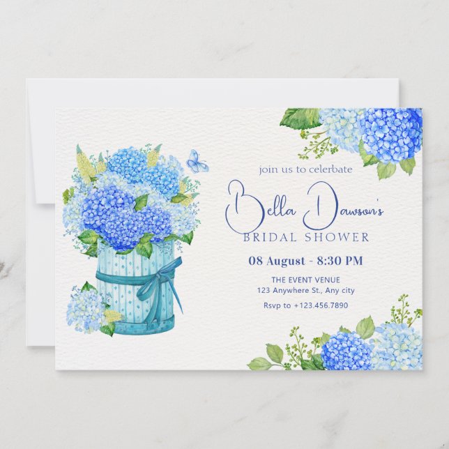 Invitación Buque de flores azules (Anverso)