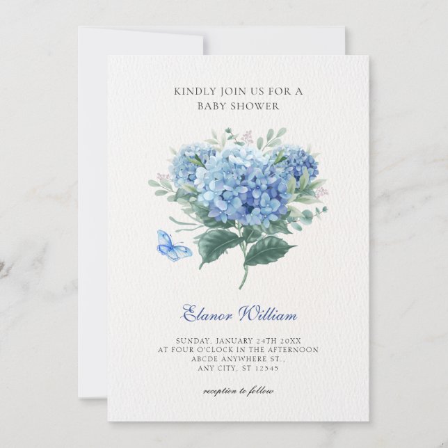 Invitación Buque de flores azules (Anverso)
