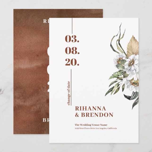 Invitación Buque de flores de Savanna Watercolour (Anverso / Reverso)