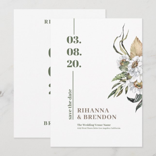 Invitación Buque de flores de Savanna Watercolour (Anverso / Reverso)