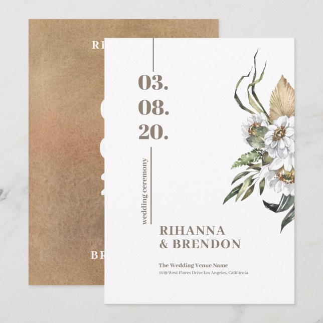 Invitación Buque de flores de Savanna Watercolour (Anverso / Reverso)