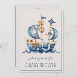 Invitación Buque de vela azul cúbico personalizado personaliz