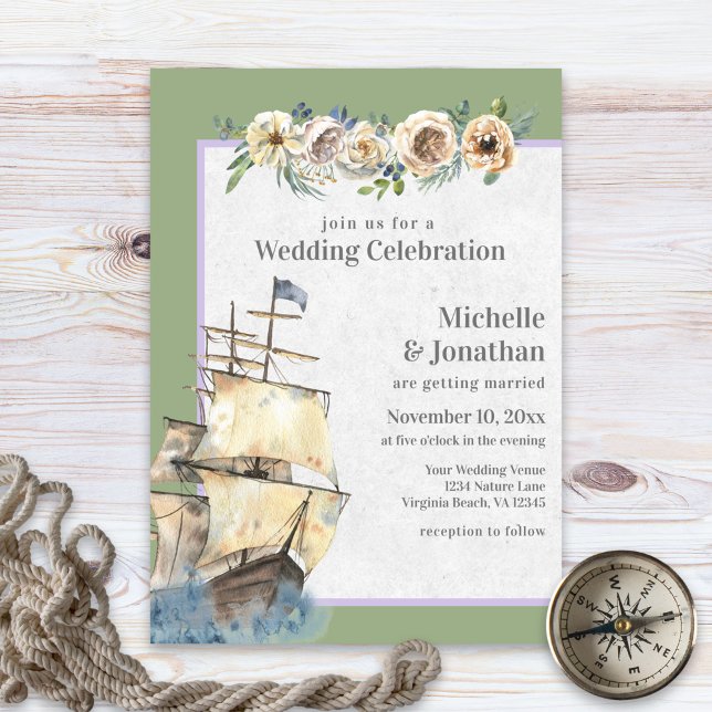 Invitación Buque náutico - Boda floral de salvia y lavanda (Subido por el creador)
