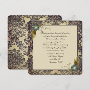 Invitación Buquet de flores de estilo antiguo sobre un marco 