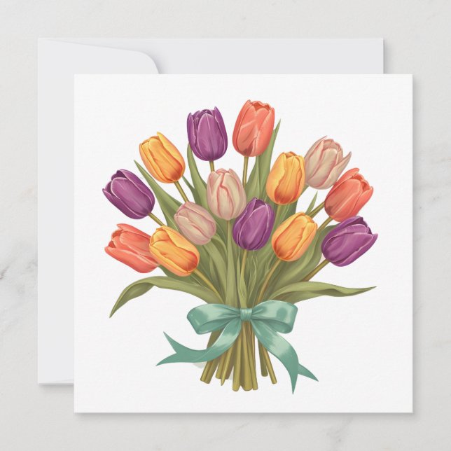 Invitación Buquet de tulipanes de primavera (Anverso)
