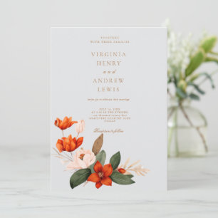 Invitación Buqueta de otoño de Boho con tulipanes de fuego y 