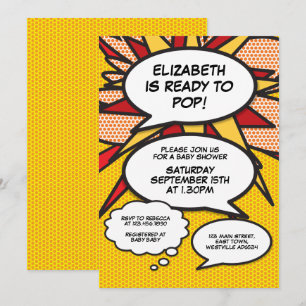 Invitación Burbbuja de habla divertida para baby shower moder
