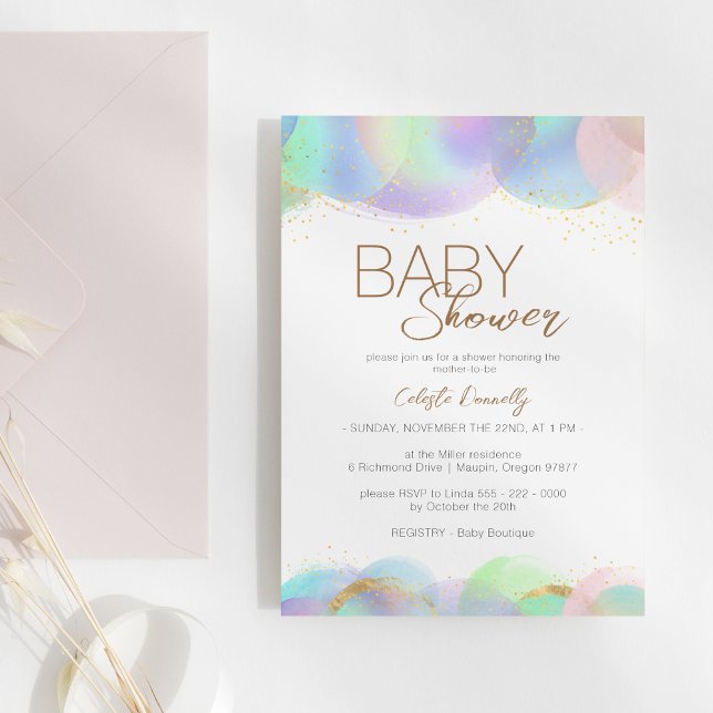 Invitación Burbuja arcoiris colorida Género Baby Shower neutr (Subido por el creador)