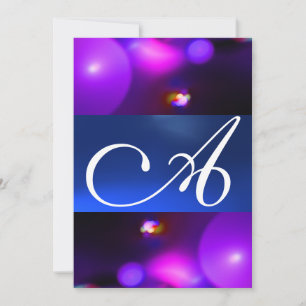Invitación BURBUJA CUÁNTICA MONOGRAMA morado azul