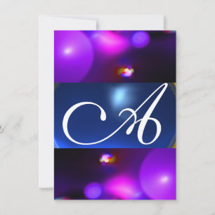 Invitación BURBUJA CUÁNTICA MONOGRAMA  morado azul rsvp