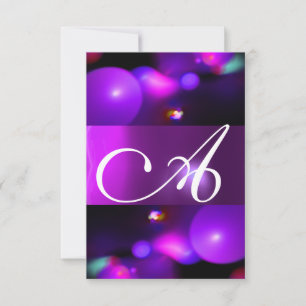 Invitación BURBUJA CUÁNTICA MONOGRAMA morado rsvp
