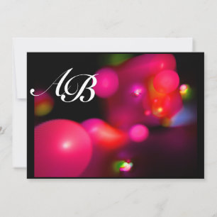 Invitación BURBUJA CUÁNTICA roja negra rosa