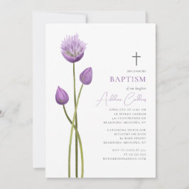 Invitación Burbuja de lavanda suave florece bautismo Minimali