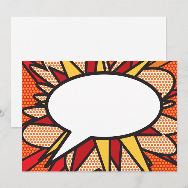 Invitación Burbuja de Mensaje de Diversión Retro de Libro Cóm (Anverso / Reverso)