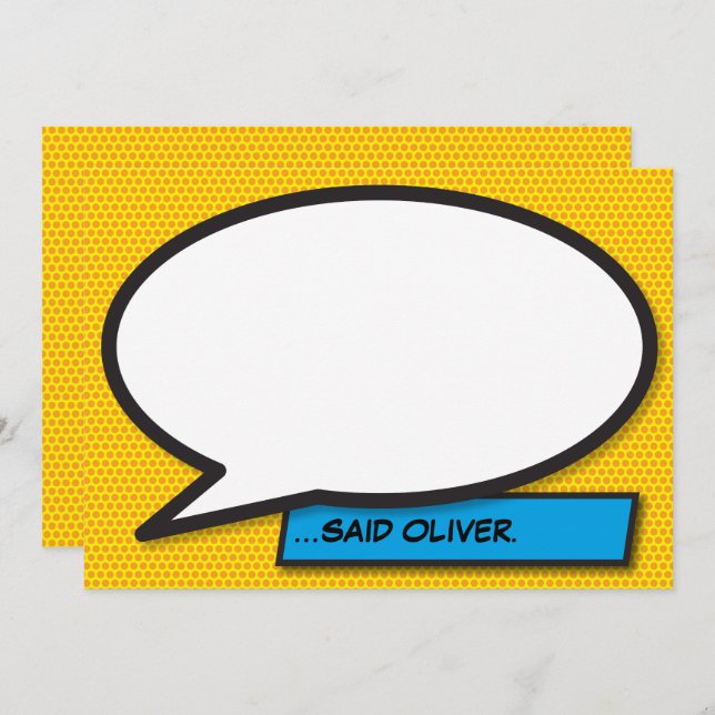 Invitación Burbuja de Mensaje Divertida de Comic Retró (Anverso / Reverso)